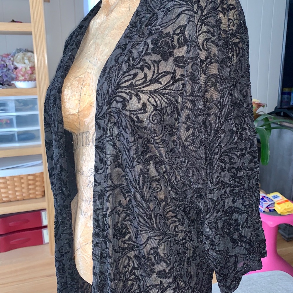 Sexy Long Black Sheer Velvet Lingerie Robe
